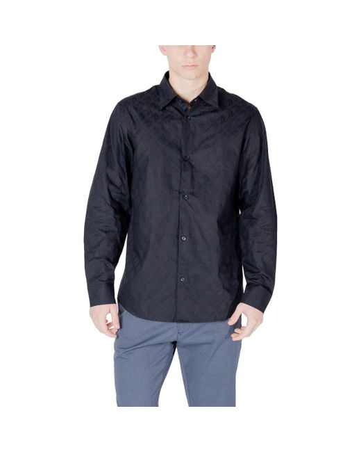 EAX Overhemd Lange Mouw Xm000197 Af12179 in het Blue voor heren