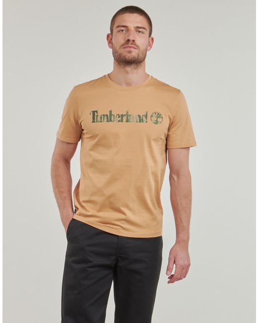 T-shirt Camo Linear Logo Short Sleeve Tee Timberland pour homme en coloris Natural