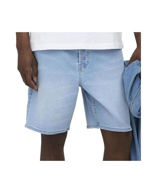 Short Onsfade Stretch Only & Sons pour homme en coloris Blue