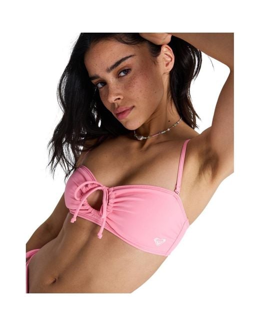 Maillots de bain Solid Essentials Bandeau Roxy en coloris Pink