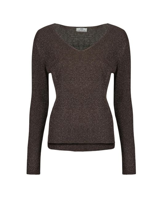 Pull New Behave L/S Glitter Pullover Knt Jdy en coloris Brown