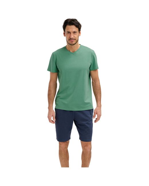 Lisca Pyjama's Nachthemden Pyjamashort T-Shirt Troy in het Green voor heren