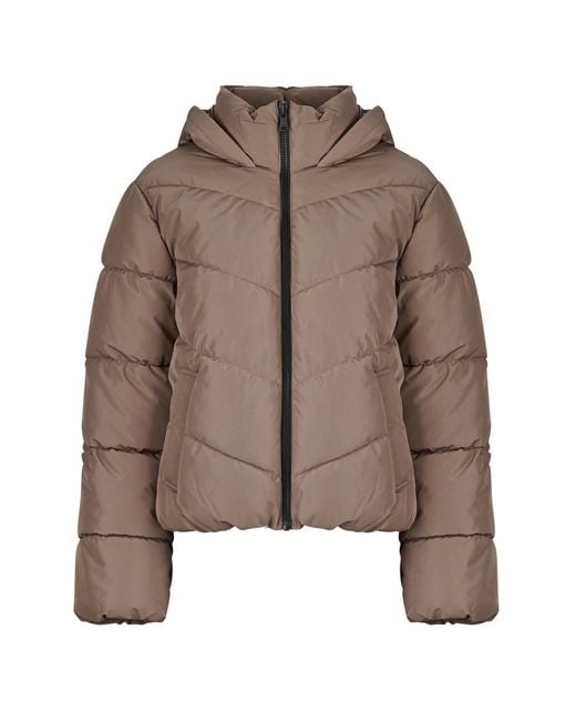 ONLY Donsjas Onlclair Puffer Hood Jacket in het Brown