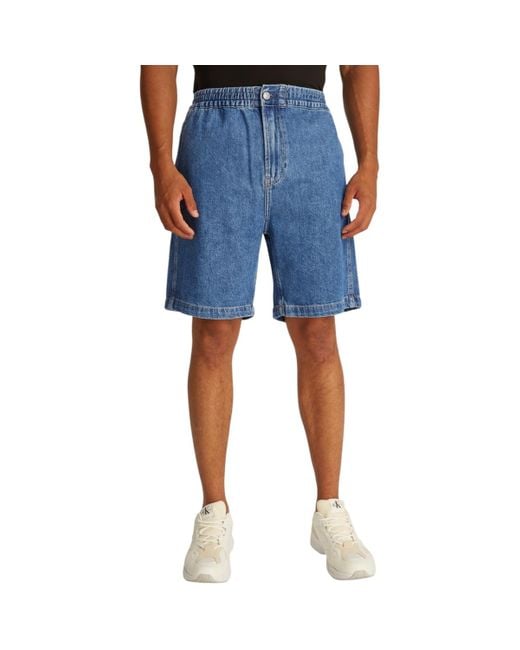 Short PULL ON RELAXED DENIM J30J327517 Calvin Klein pour homme en coloris Blue