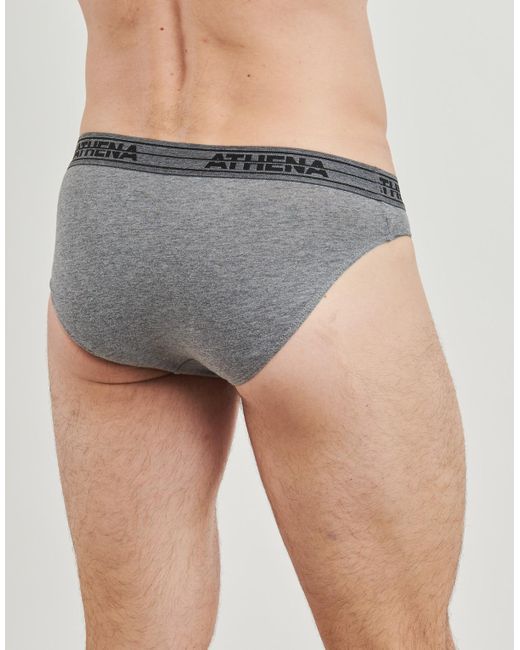 Athena Slips Basic Coton Pack De 4 in het Gray voor heren