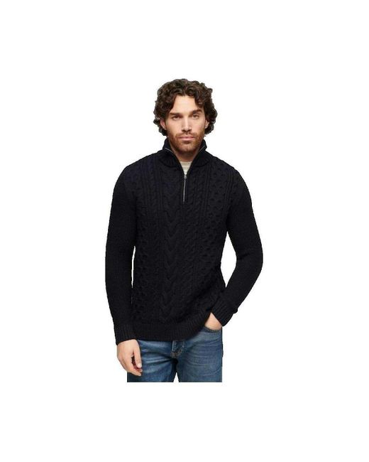 Pull Pull Jacob Cable demi-zip Superdry pour homme en coloris Black