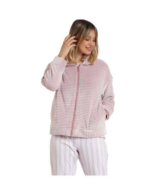 Admas Pyjama's Nachthemden Binnenjas Met Rits Magic Time in het Purple