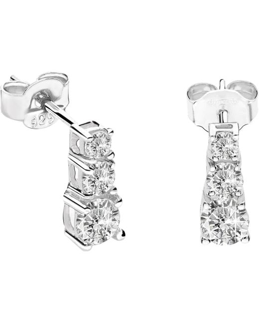 Boucles oreilles Boucles d'oreilles en argent 925/1000 recyclé et zircon Cleor en coloris Metallic