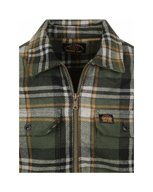 Sweat-shirt Overshirt Miller Wool Blend Vert A Carreaux Superdry pour homme en coloris Green