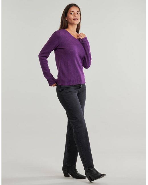 Pull Viril Rev V-Neck L/S Vila en coloris Purple