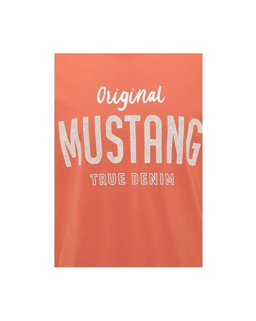 Mustang T-Shirt Korte Mouw Alex C Print in het Pink voor heren