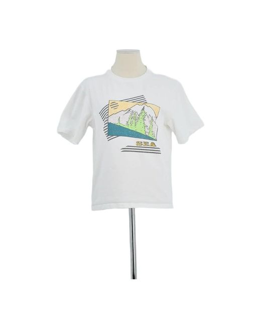 T-shirt T-shirt en coton blanc Sea en coloris Blue