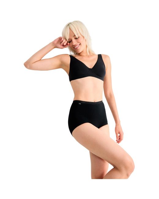 Culottes & slips Pack x4 culottes taille haute BASIC PLUS Sloggi en coloris Black