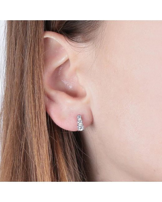 Boucles oreilles Boucles d'oreilles en argent 925/1000 recyclé et zircon Cleor en coloris Metallic