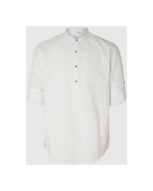 Chemise 16092977 LINEN TUNIC-BRIGHT WHITE SELECTED pour homme