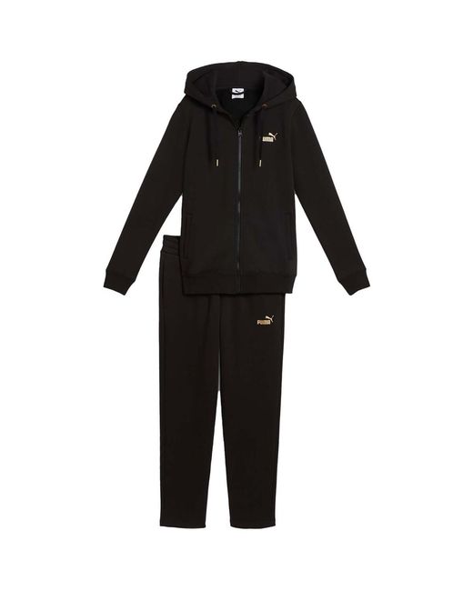 PUMA Trainingspak Metallic Hooded Sweat Suit Fl Op in het Black