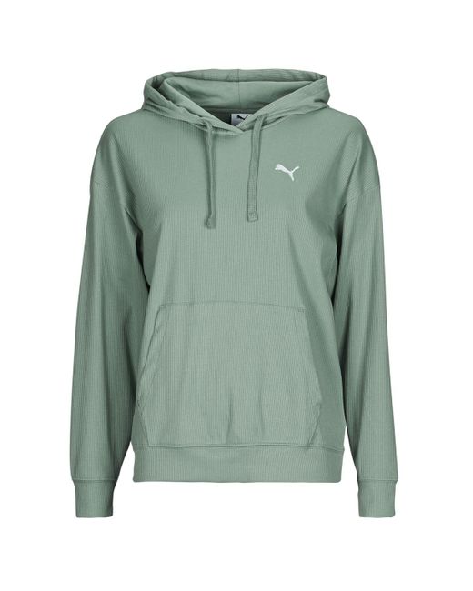 Felpa Ess Elevated Rib Hoodie di PUMA in Green