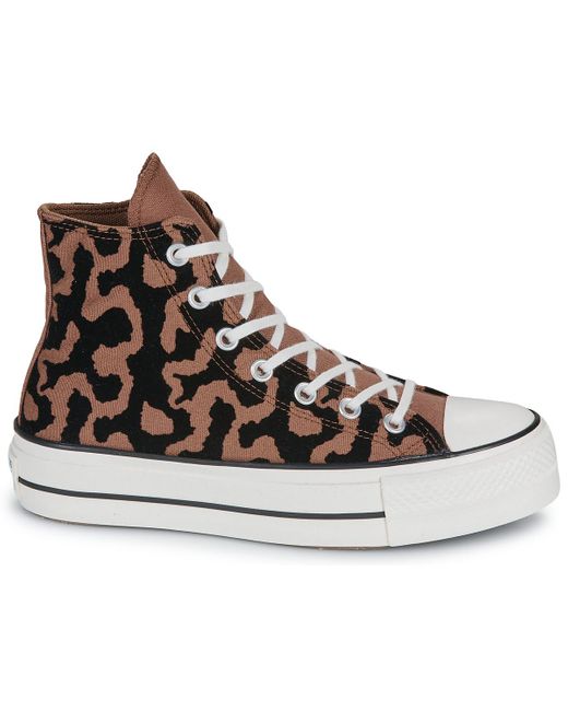 Baskets montantes CHUCK TAYLOR ALL STAR LIFT PLATFORM LEOPARD REMIX Converse en coloris Brown