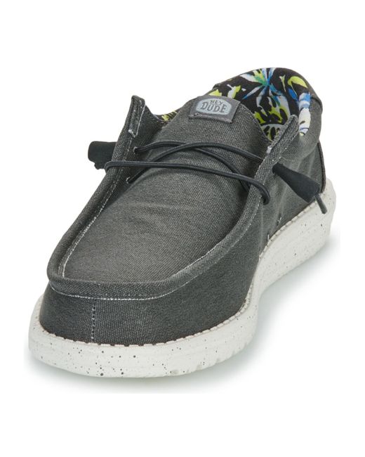 HeyDude Instappers Wally Stretch Canvas in het Gray voor heren