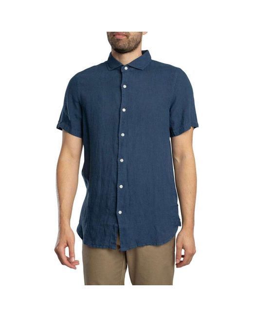 Superdry Overhemd Korte Mouw Vakantie Linnen Overhemd Met Korte Mouwen in het Blue voor heren