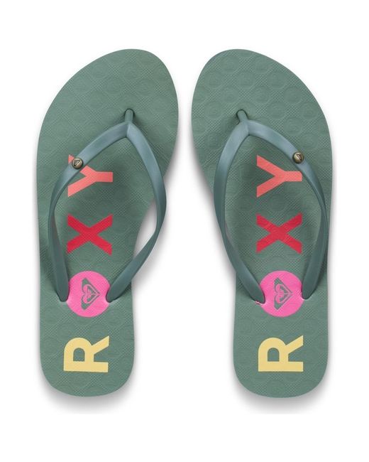 Sandales plates Sandy Roxy en coloris Green