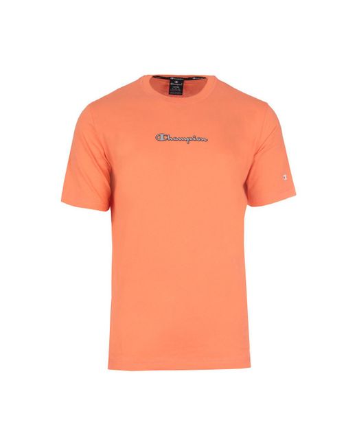Polo fluo Crewneck T-Shirt Champion pour homme en coloris Orange