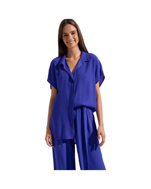 Lisca Blouse Zomershirt Met Slipe Mouwen Japan in het Blue
