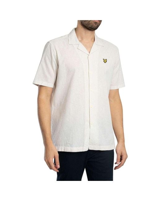 Chemise Chemise à manches courtes en mélange de lin Oxford à revers Lyle & Scott pour homme en coloris White