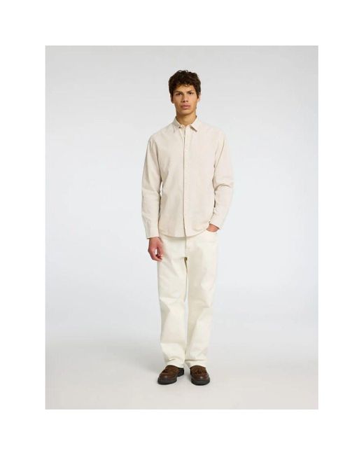 Chemise 16078867 SLIM LINEN-PURE CASHMERE SELECTED pour homme en coloris White