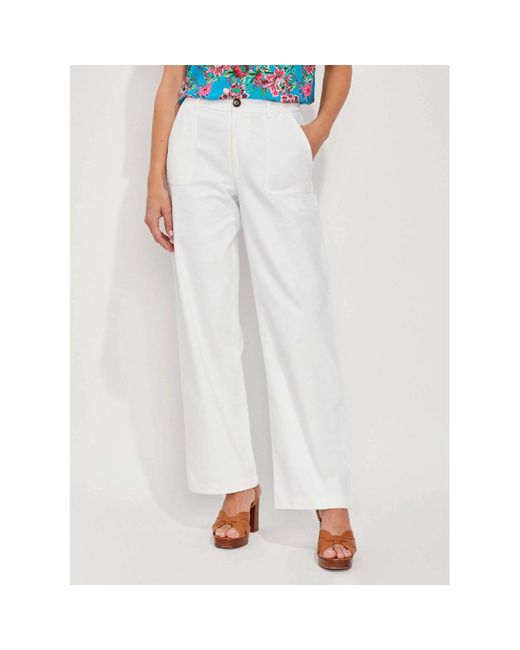 Pantalon Pantalon droit coton épais LINE La Fiancee Du Mekong en coloris White