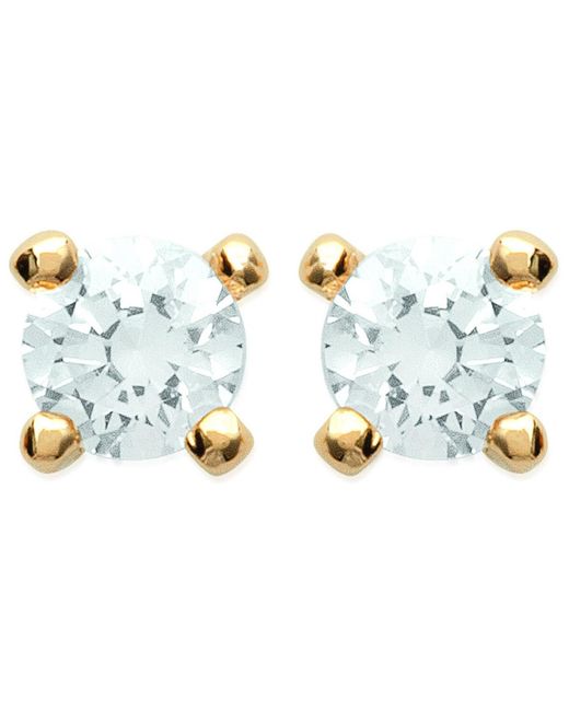 Boucles oreilles Puces d'oreilles plaqué or 3 mm Brillaxis en coloris White