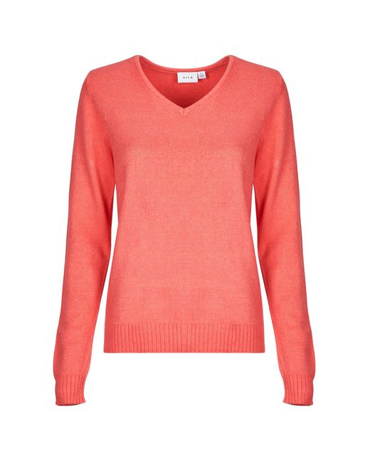Pull VIRIL V NECK Vila en coloris Pink