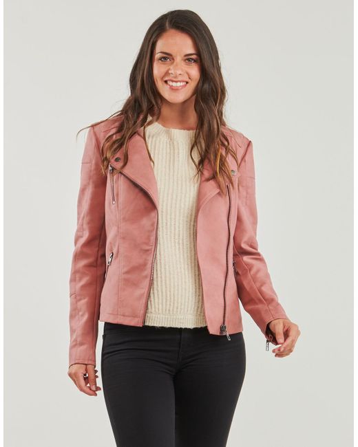 ONLY Leren Jas Onlava in het Pink