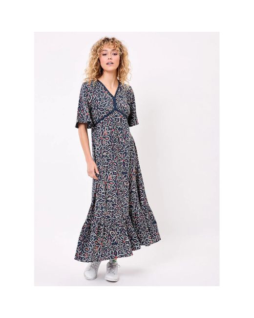 Robe Robe longue évasée gaze de coton bio PEARL La Fiancee Du Mekong en coloris Blue