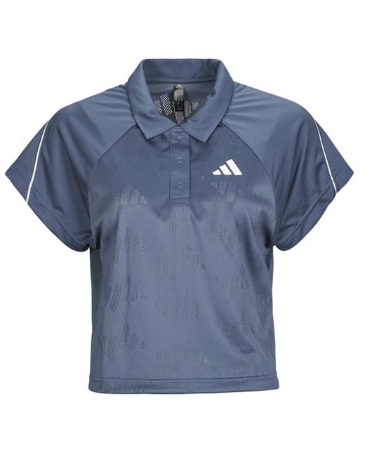 Adidas Blue Poloshirt Stadium 3-Stripes Tennis Inspired Jacquard Polo Shirt T-Shirt