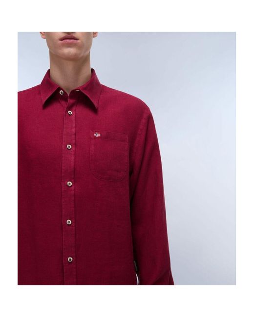 Chemise G-LINEN LS NP0A4HQ2-R1E1 TIBETAN RED Napapijri pour homme