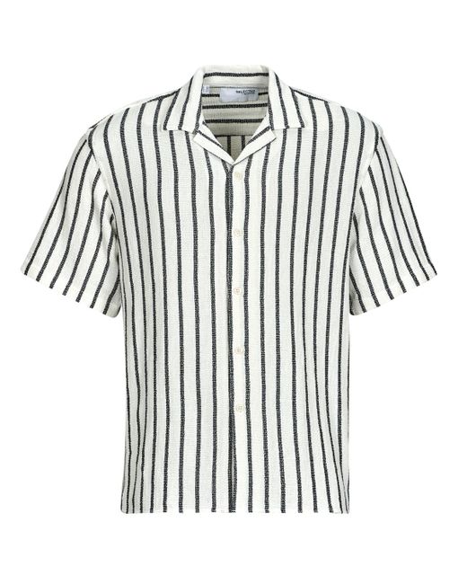 Camicia A Maniche Corte Slhrelax-Sal di SELECTED in Black da Uomo