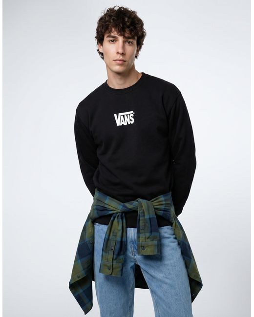 Vans Sweaters Stretch Logo Crew in het Black voor heren