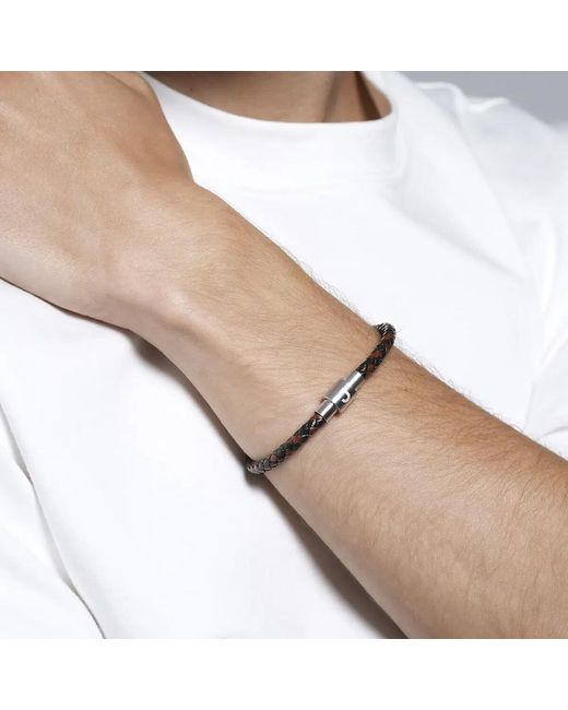 Bracelets Bracelet Timo acier cuir noir et brun Jourden pour homme en coloris Black