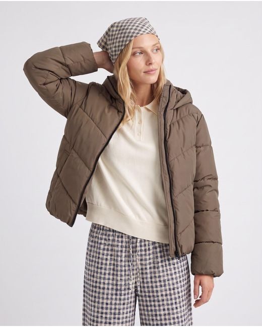 ONLY Donsjas Onlclair Puffer Hood Jacket in het Brown