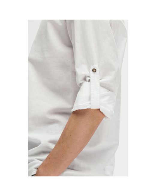 Chemise 16092977 LINEN TUNIC-BRIGHT WHITE SELECTED pour homme