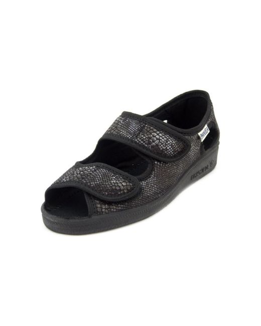 Chaussons Chaussures, Sandales Confort, Tissu-667 Emanuela en coloris Black