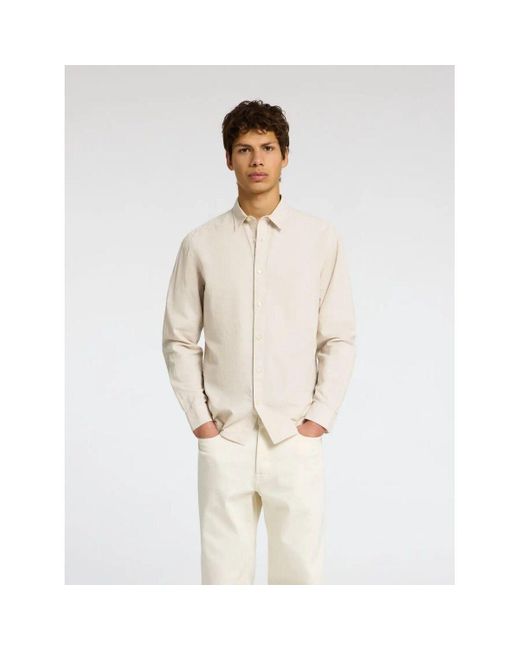 Chemise 16078867 SLIM LINEN-PURE CASHMERE SELECTED pour homme en coloris White