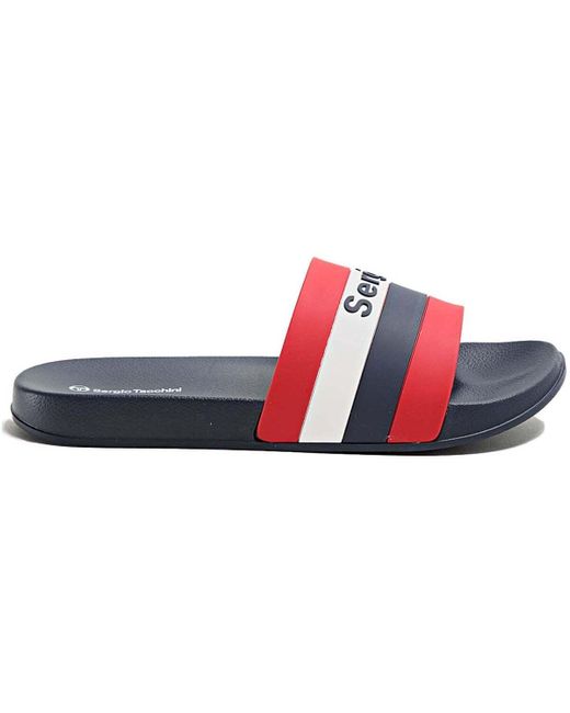 Sergio Tacchini Teenslippers San Remo Stripe Slides in het Blue voor heren