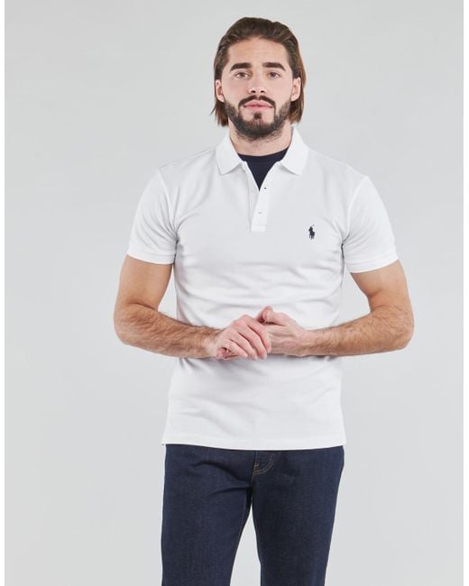 Polo Cintre Slim Fit En Coton Stretch Mesh Polo Polo Ralph Lauren Pour Homme En Coloris Blanc Lyst