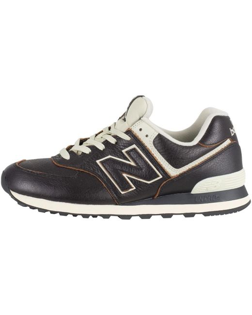 New Balance 574 Leather Trainers Shoes (trainers) in Black for Men