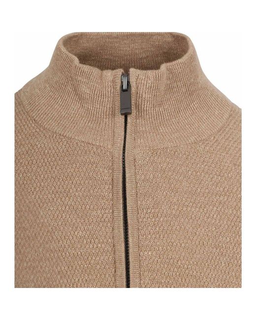 Sweatshirts Pull Half Zip Beige Structure Suitable pour homme en coloris Brown