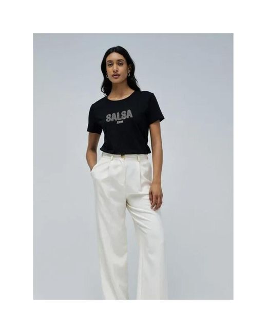 T-shirt Beads and pearls branding t-shirt Salsa Jeans en coloris Black