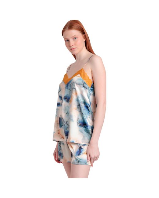 Admas Pyjama's Nachthemden Pyjamashort-Hemd Tile in het Blue