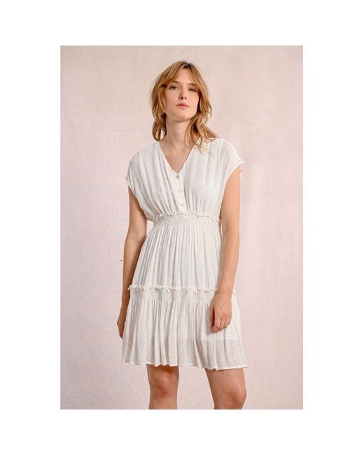 Molly Bracken Jurk G925De-Offwhite in het Pink